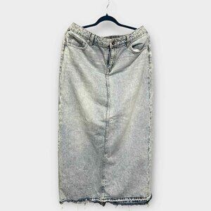 H&M Divided High-Waisted Denim Maxi Skirt with Back Slit – Size 12 / EUR 44